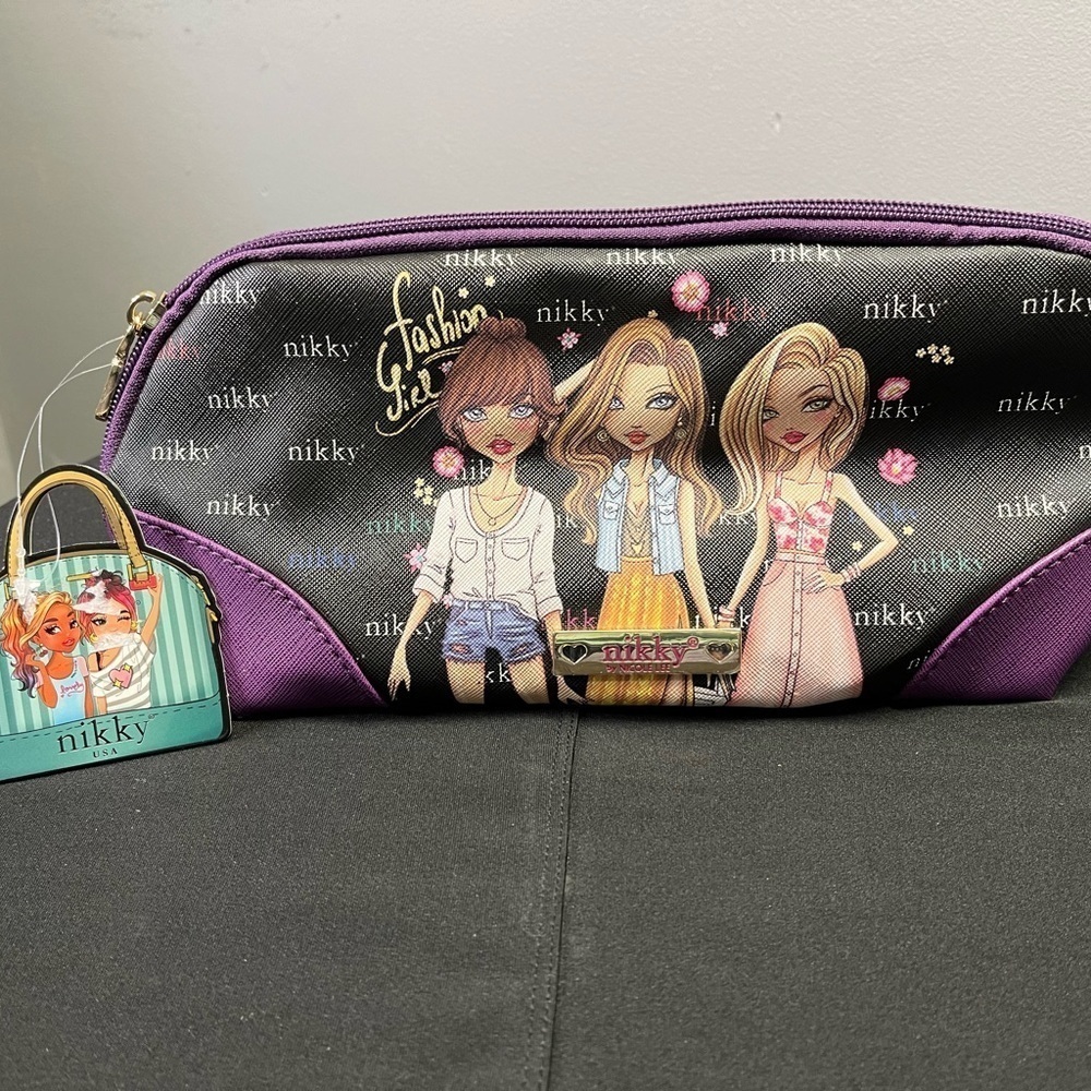 Nicole Lee Cosmetic Bag - Friends For Life NEW 12”L x 5”W x 5"H